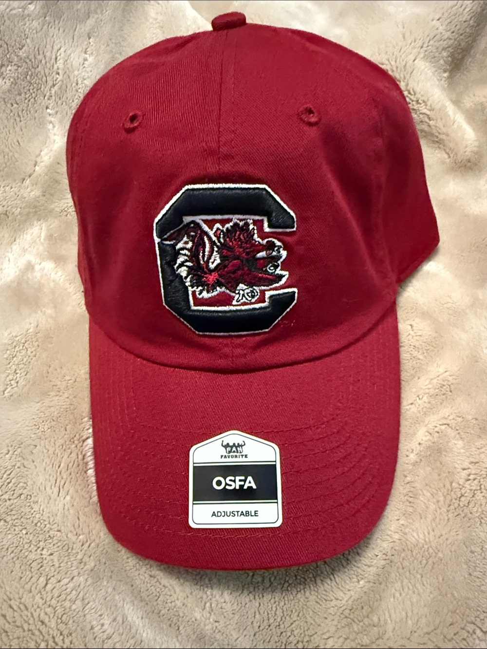 Unbranded Men's Red Adjustable Baseball Cap with Embroidered Gamecock Logo